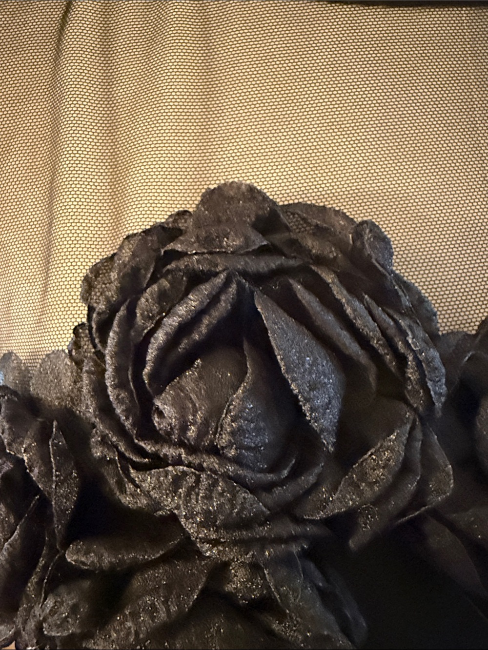 Eliza J Black Sheath Dress with Mesh Yoke and Floral Appliqué - Picture 4 of 5